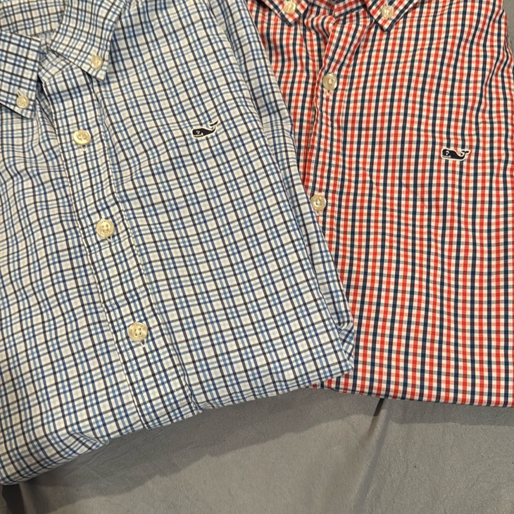 2 Vineyard Vines Casual Button Down Shirts Blue and Red